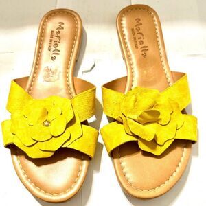Mariella Women Shoes sandals Dark Yellow Slide Wedge Size 8 M